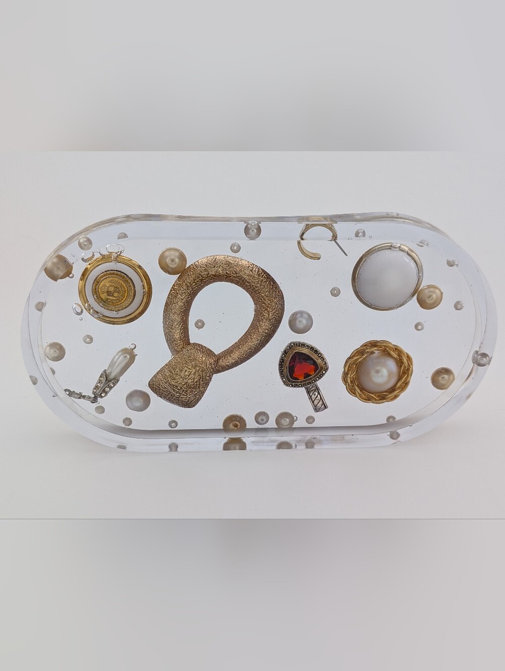 Handmade Vintage Jewelry Tray - Artisan Upcycled Resin Decor Gifts